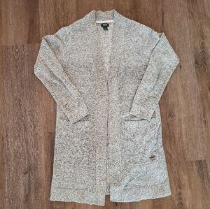 Roots Grey Open Front Heathered Knit Cardigan, Size Small